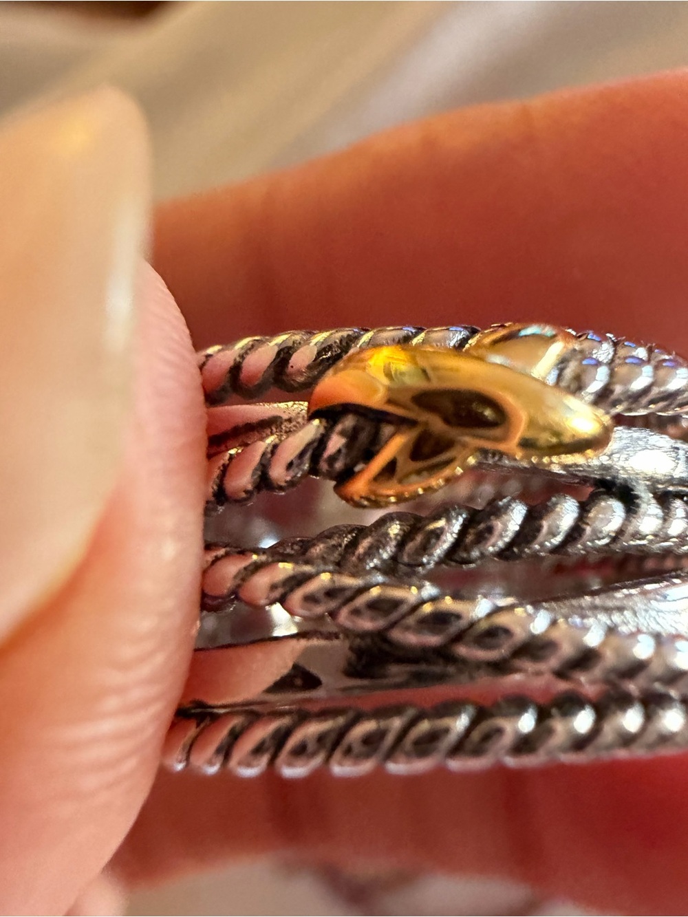David Yurman Multi-Row Cable Ring Sterling Silver & 18K Yellow Gold Size 6.5 - Picture 8 of 16